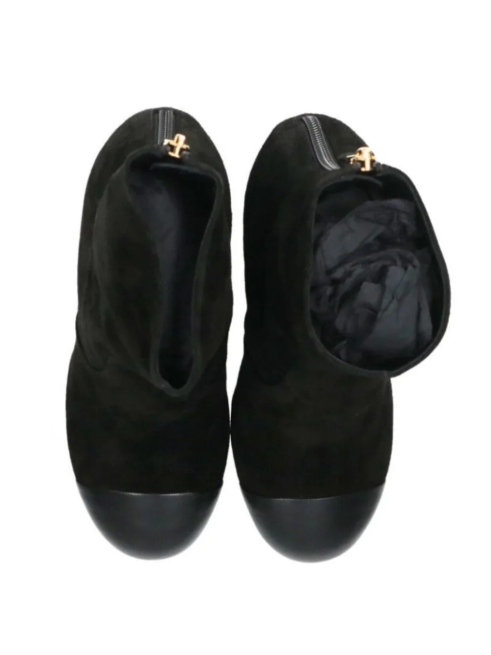 Chanel G45900 B17982 Suede Cuffskin Back Zip Heel Boots Women's 36.5